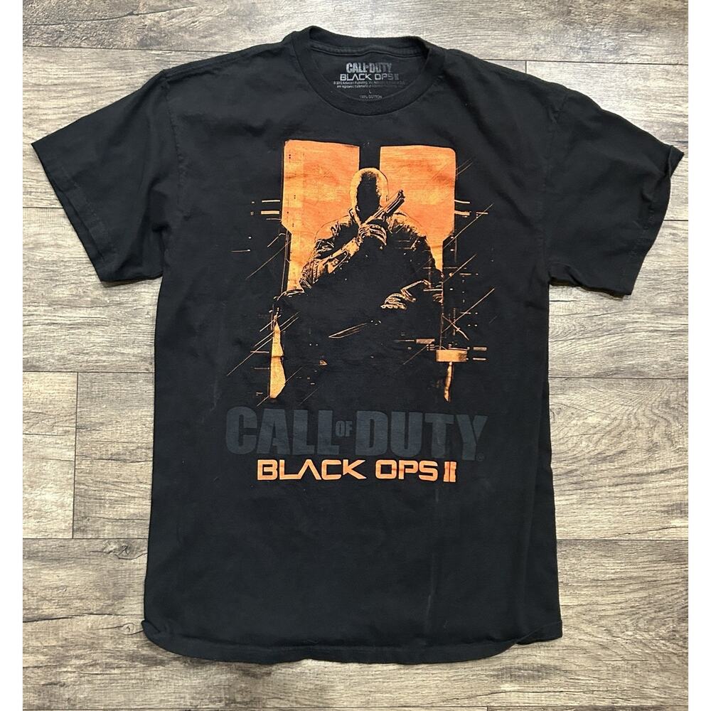 Call Of Duty Black Ops 2 Black Graphic Short Sleeve T-Shirt L Y2K Promo XBOX PS3